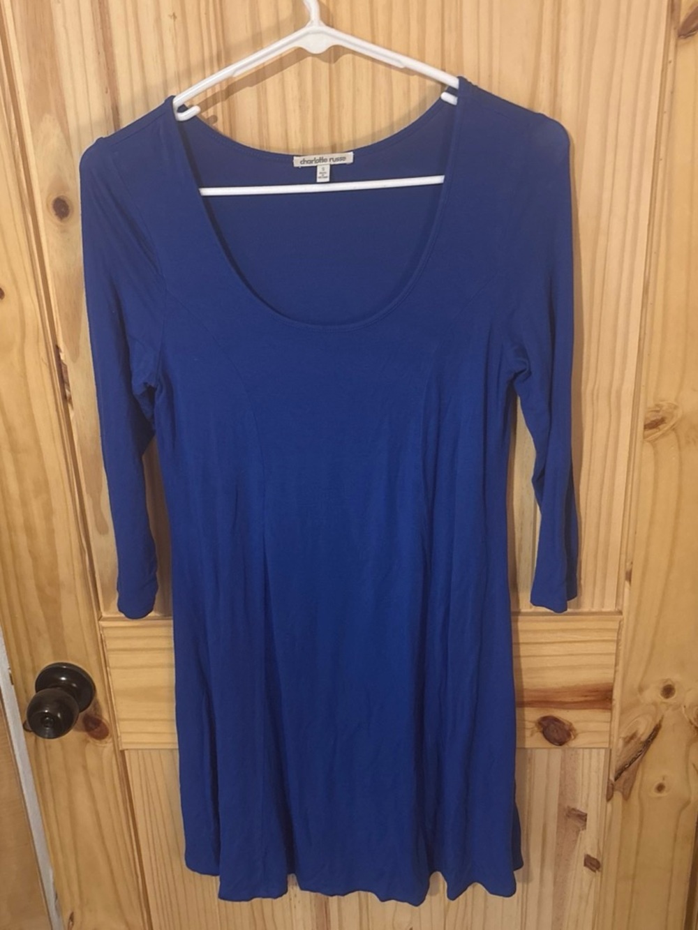 Charlotte Russe Cobalt Scoop Neck Fit-and-Flare Dress